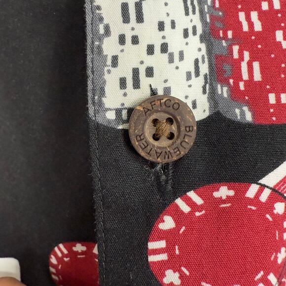 AFTCO Bluewater S/S Button Shirt Men Medium Black Money Poker Dollar AOP Novelty - Picture 3 of 8